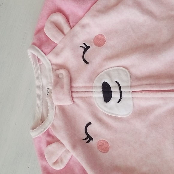 Carter’s Reindeer Pink Fleece One Piece 6 Months - Picture 2 of 4